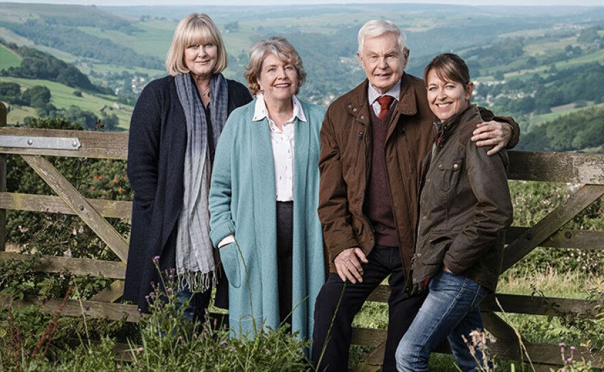 L-R CAROLINE (Sarah Lancashire), CELIA (Anne Reid), ALAN (Derek Jacobi) and GILLIAN (Nicola Walker) in LAST TANGO IN HALIFAX.