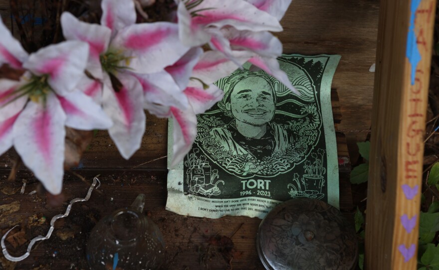 A memorial for Manuel "Tortuguita" Terán, an activist killed by law enforcement, sits near the site of Atlanta Public Safety Training Center that protesters refer to as "Cop City" in Atlanta, Georgia, U.S., June 23, 2023.