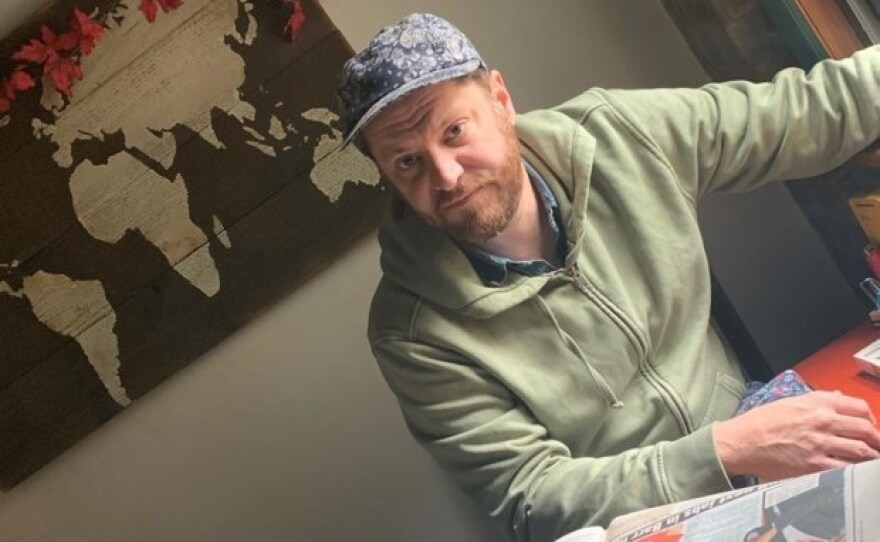 Gianmarco Bertolotti at his home in the Astoria neighborhood of Queens.