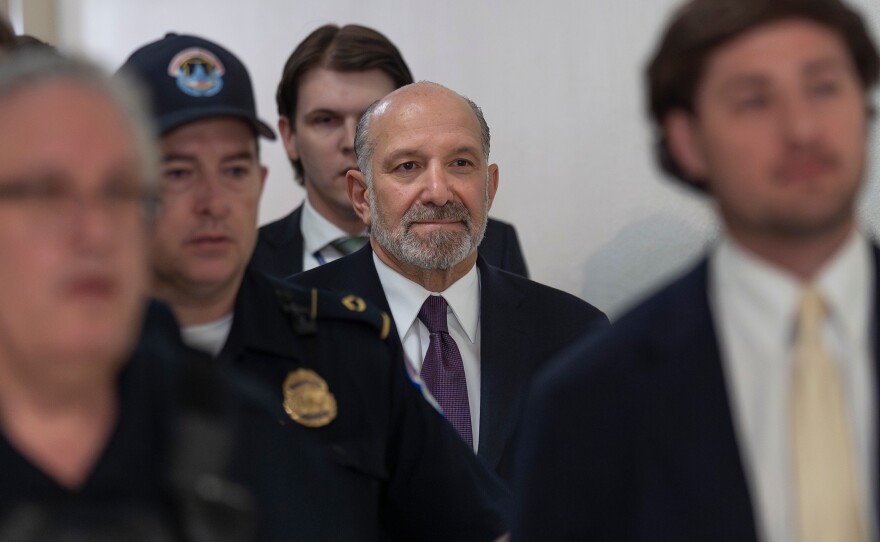 Commerce Secretary Howard Lutnick arrives for a deposition as part of the House Oversight Committee's investigation of convicted sex offender Jeffrey Epstein, at the Capitol in Washington, on Wednesday, May 6, 2026.
