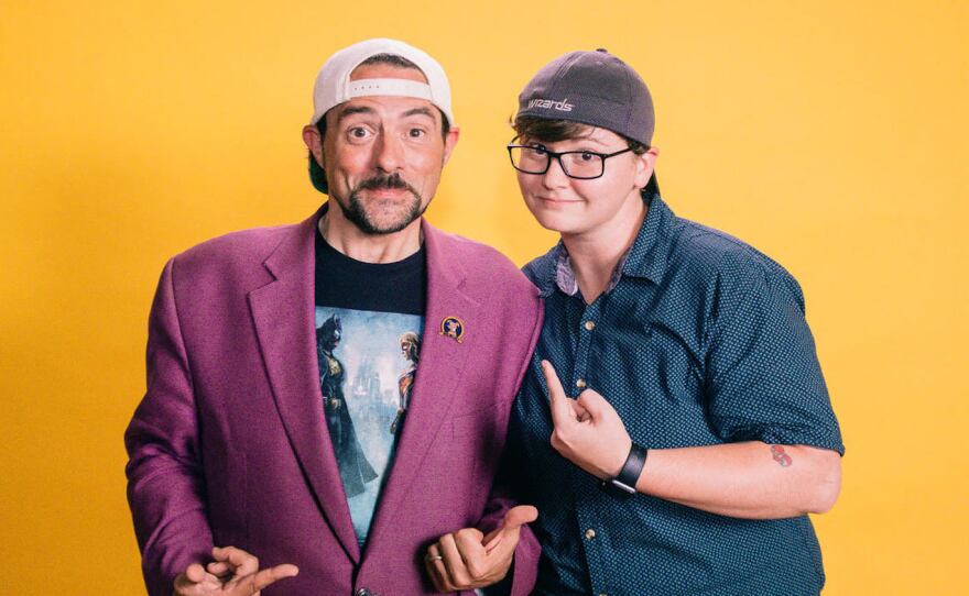 Director Kevin Smith (left) poses for a portrait with Sav Rodgers (right). Smith appears in Rodgers' documentary "Chasing Chasing Amy."