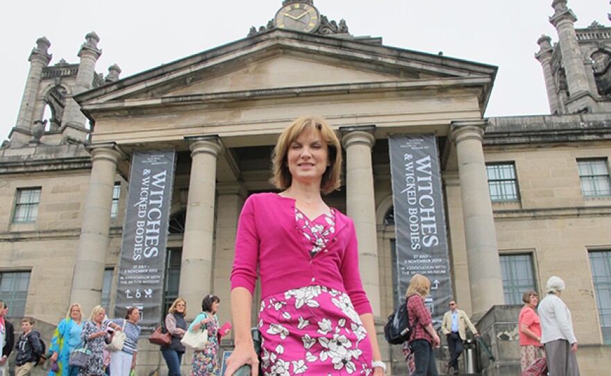 Presenter Fiona Bruce at the Scottish National Gallery of Modern Art in Edinburgh, Scotland.