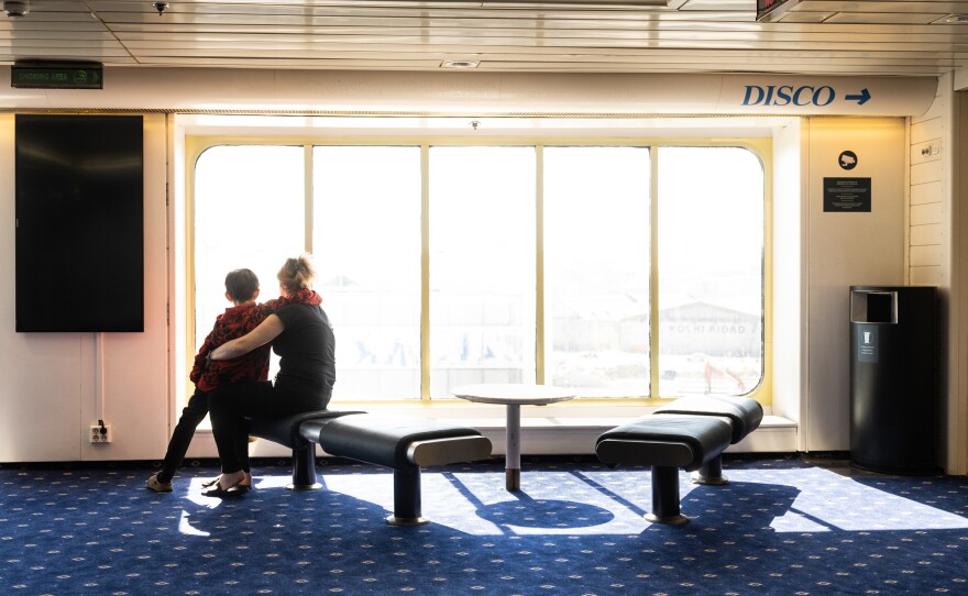 Aboard the Isabelle in the Port of Tallinn. The Estonian government asked the cruise company to host refugees, who were overflowing from downtown hotels.