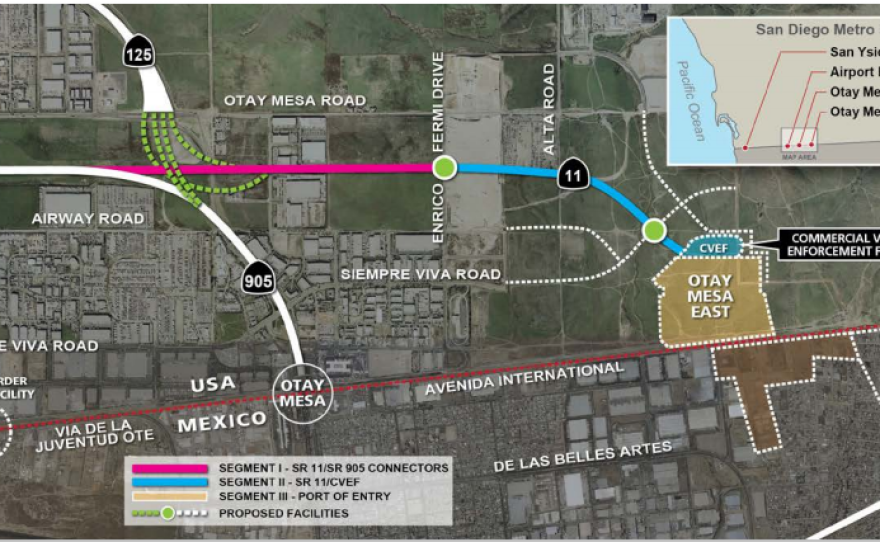 The planned Otay Mesa II Port of Entry would charge users a toll depending on the traffic at nearby border crossings.
