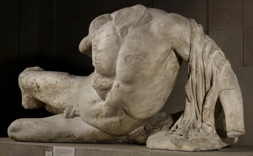 An undated handout image released by the British Museum of a headless sculpture of the river god Ilissos. The British Museum has put the sculpture, one of the Elgin Marbles, on loan to the Hermitage Museum in Russia, the first time one of the Parthenon sculptures has been lent.