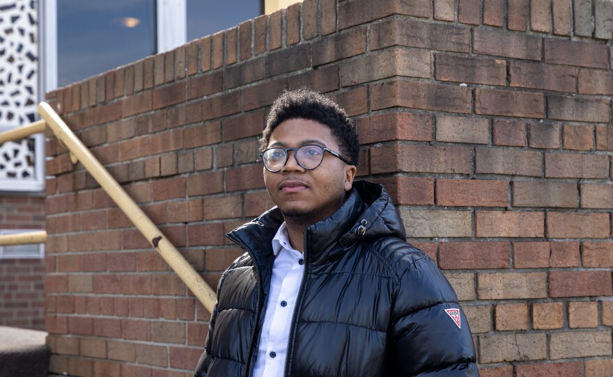 Ka'Marr Coleman-Byrd poses outside of Greater New Mt. Moriah Missionary Baptist Church in Detroit after service on Sunday.