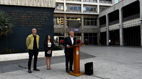 San Diego City Councilmember Henry Foster III speaks at a press conference opposing automated license plate readers, Oct. 21, 2026.