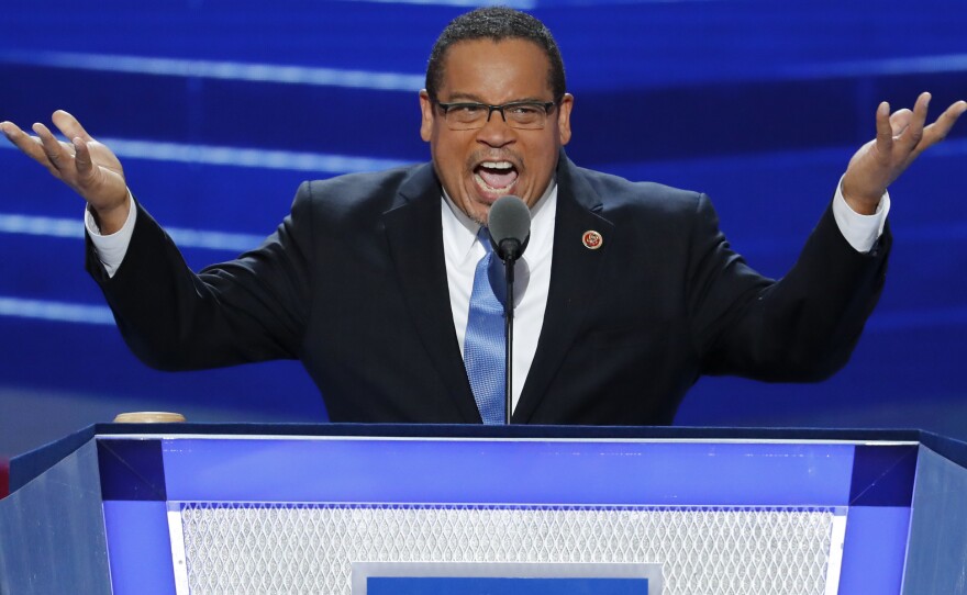 Rep. Keith Ellison speaking to the Democratic National Convention in July. Ellison, who represents Minneapolis, wants to lead the Democratic National Committee.