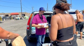 Ed Urgiles helps provide homeless addicts in the Midway District with Narcan and other harm reduction resources. He is the program leader for Step In a new outreach to the LGBTQ community, San Diego, CA, July 1, 2022.