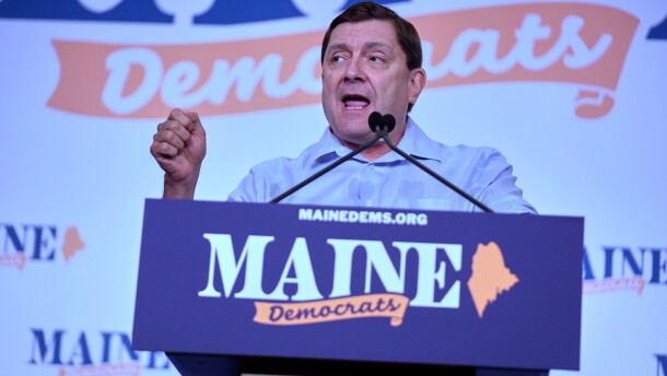 Troy Jackson speaks at the Maine Democratic Nominating Convention in Bangor on Saturday.