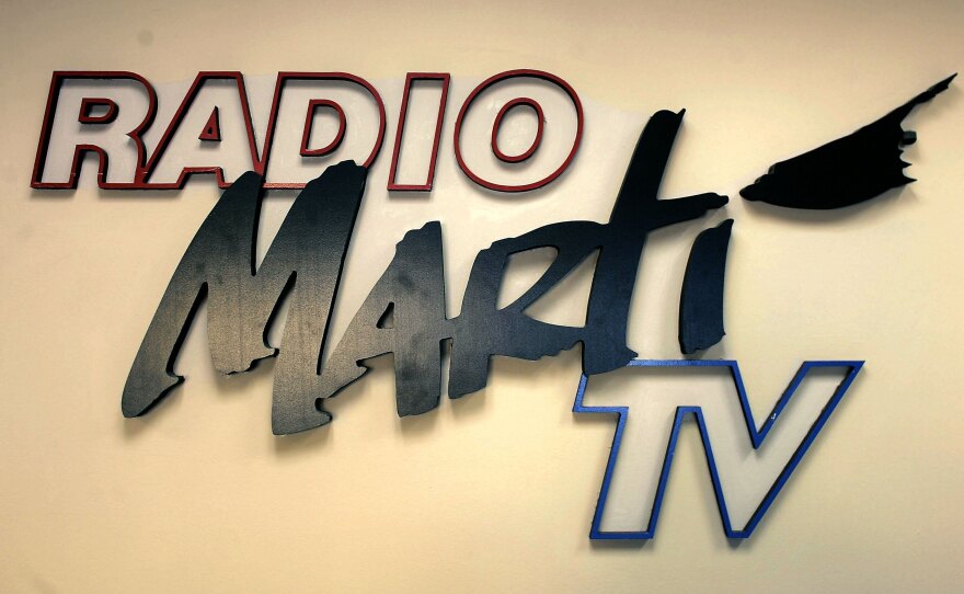 A sign seen on the wall of Radio and TV Marti's Miami headquarters.