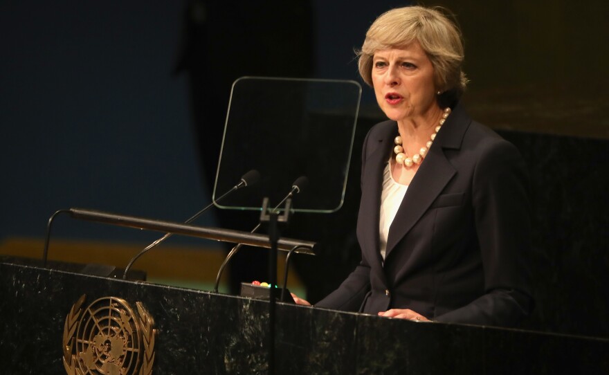 British Prime Minister Theresa May addresses the United Nations General Assembly on Sept. 20 in New York City.