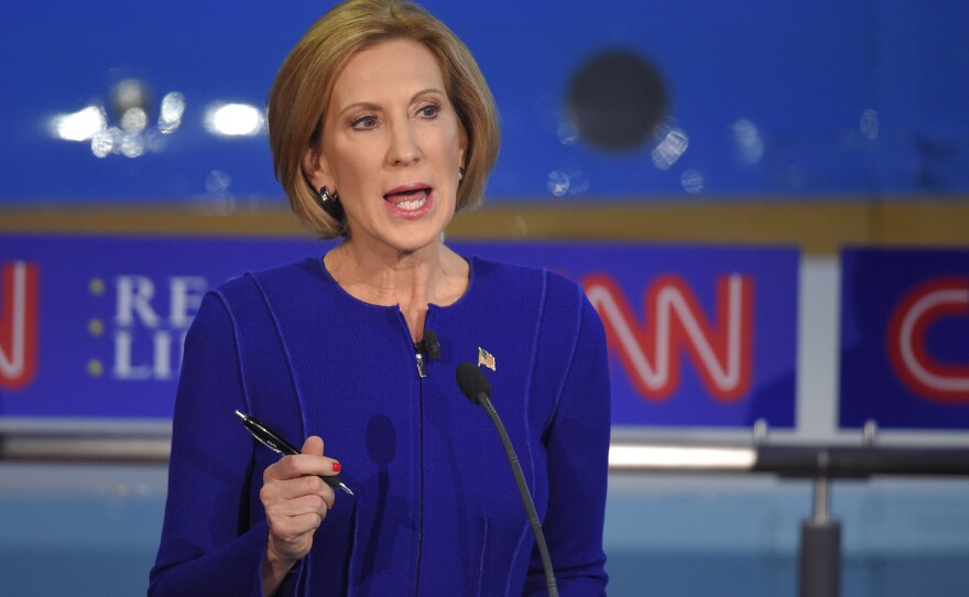 Republican presidential candidate, businesswoman Carly Fiorina speaks during the CNN Republican presidential debate at the Ronald Reagan Presidential Library and Museum on Sept. 16, 2015.