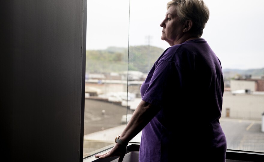 Vicky Tully, an officer with SEIU Local 1199, has been asking home care workers to sign personalized cards urging Manchin to support the infrastructure plan.