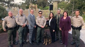 San Diego City Attorney Mara Elliott, along with officers from California's Department of Fish and Wildlife, announced charges in the ivory trafficking case at the San Diego Zoo, Nov. 28, 2018. 
