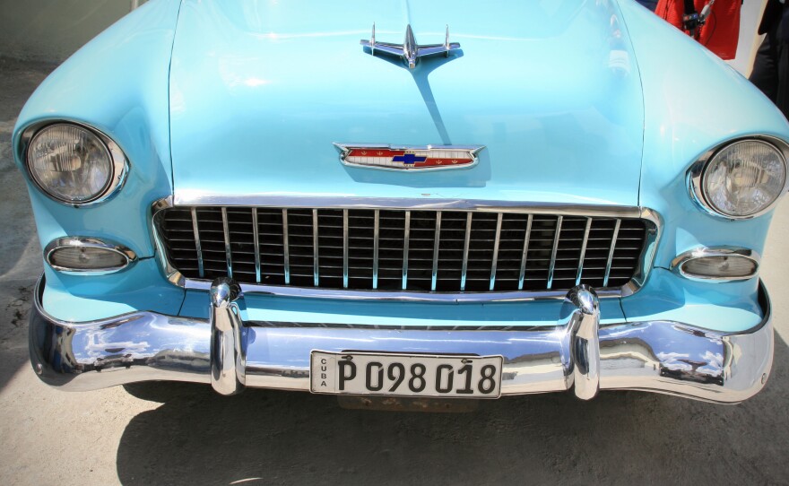 The hood of Nadine, a 1955 Chevy Bel Air.