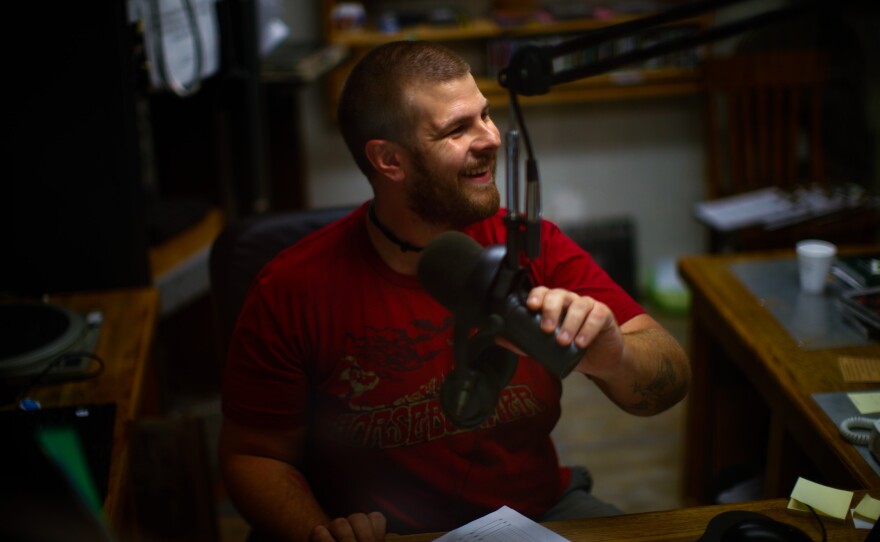 Caleb Diller is a DJ at WVMR-AM, Allegheny Mountain Radio, in Frost, W.Va. The station broadcasts at a low enough frequency to avoid being banned.