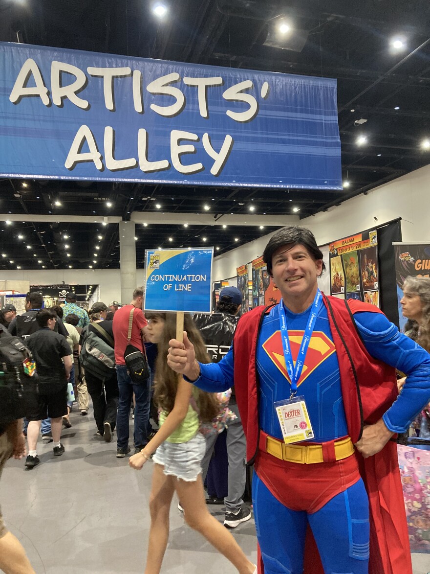 Artists' Alley at Comic-Con is space for artists and creators to promote and sell their work and meet their fans. A cosplayer Photo taken on July 23, 2025.