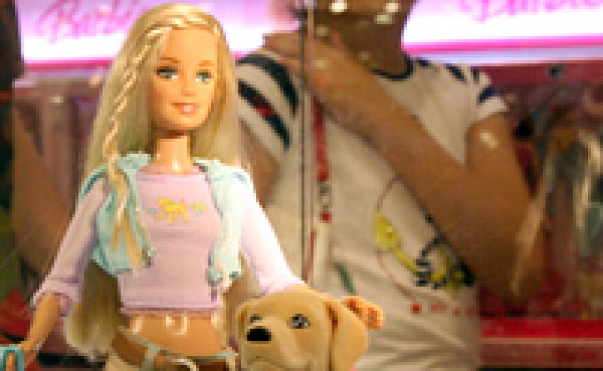 A girl in Shanghai looks at a Barbie and Tanner toy set, which is still for sale in China despite being recalled by Mattel in the United States.