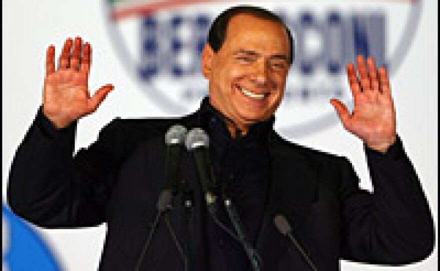 Silvio Berlusconi, media tycoon and conservative former prime minister, holds an election rally in Palermo, Italy, on Sunday. He is leading in the polls ahead of elections next week.