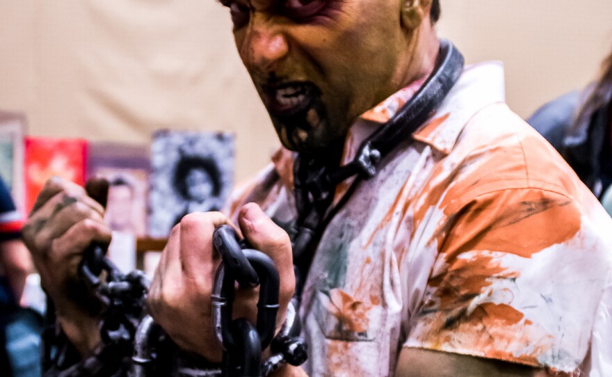 Bill Duchesneau at Rhode Island ComicCon in 2019 as part of "Zombie Leader," a fundrasier group for leukemia research,