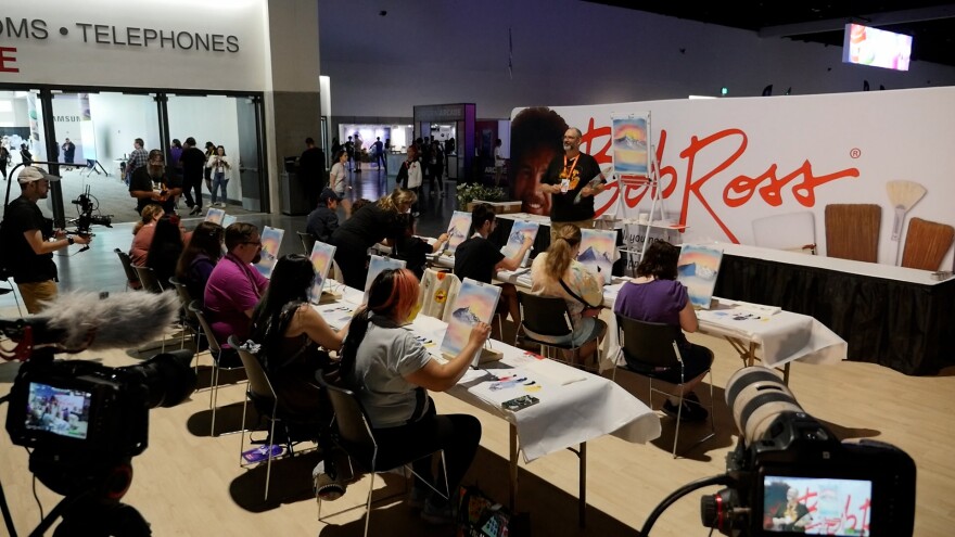 TwitchCon visitors attend an Official Bob Ross Paint-Along on Sept. 20, 2024 at the San Diego Convention Center.