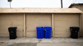 Trash bins are out for pick up in an alley of the University Heights neighborhood of San Diego, Calif. Oct. 13, 2022.