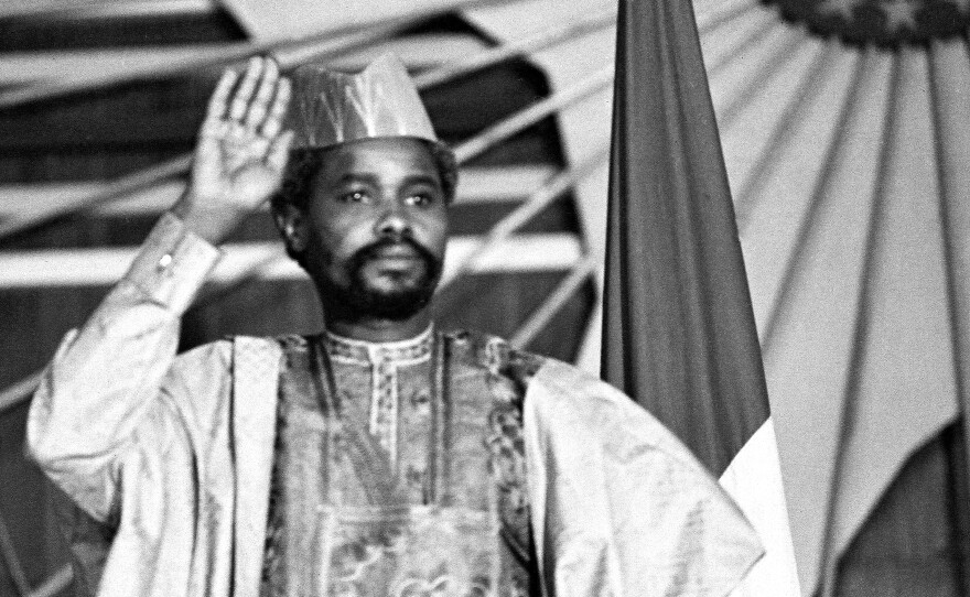 Habre is shown at a press conference in Chad's capital N'Djamena in 1983, a year after he seized power in a coup. His eight-year rule was marked by human rights abuses.