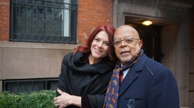 Roseanne Cash and Henry Louis Gates, Jr. while taping FINDING YOUR ROOTS.