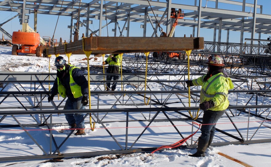 An LG washing machine plant in Clarksville, Tenn., seen under construction in January, is expected to bring 600 jobs.