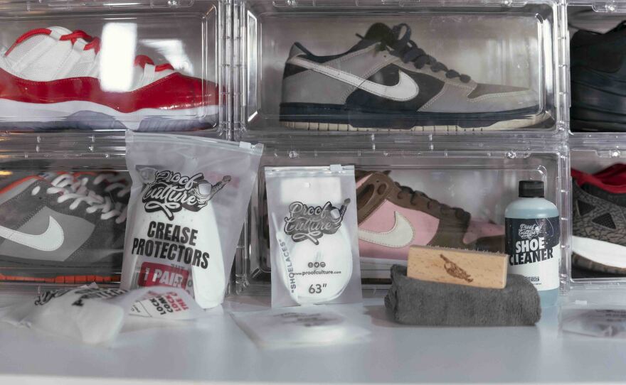 Proof Culture's products include sneaker storage boxes, crease protectors, shoelaces and cleaning products.