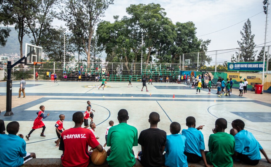 Crowds gather to watch training at Club Rafiki.