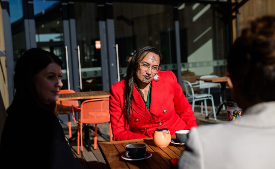 Teresa Butler (center), an anti-smoking advocate from New Zealand's Māori population, is deeply concerned about the new conservative government's plans to repeal the country's pioneering smokefree bill. Her community's relatively high rate of smoking. Above: Butler meets with Amanda Dodds (left) and Lisia Ratima-Livesly of the Cancer Prevention Team of the Cancer Society.