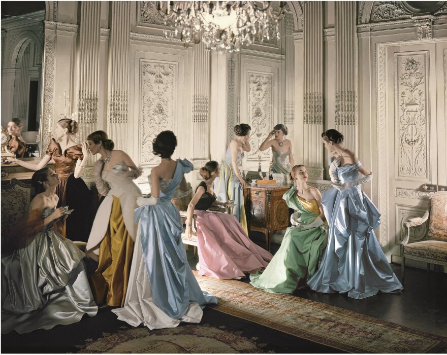 This famous 1948 photo by Cecil Beaton shows a group of young models in Charles James gowns.