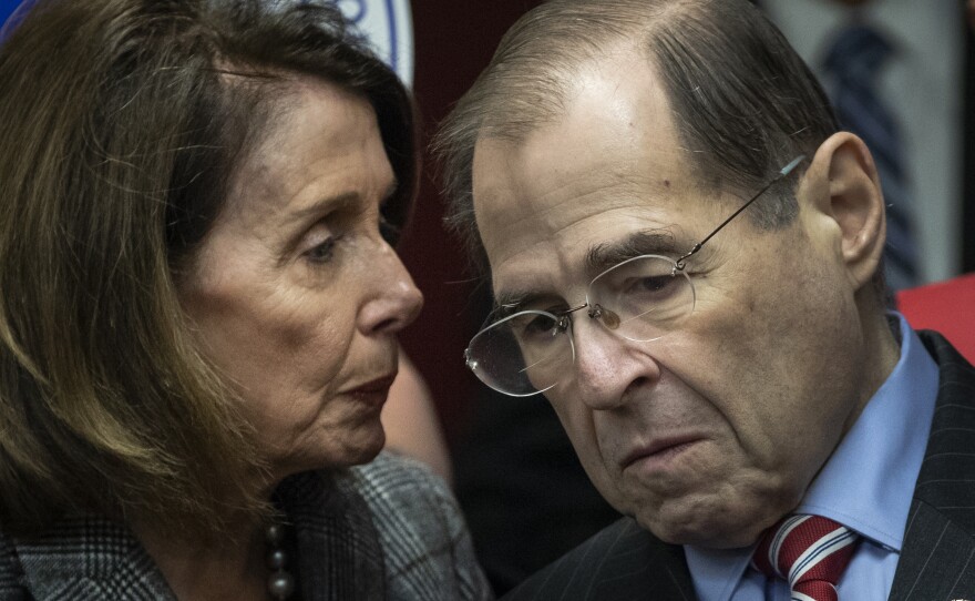 House Speaker Nancy Pelosi, D-Calif., speaks with House Judiciary Committee Chairman Rep. Jerrold Nadler of New York last week.