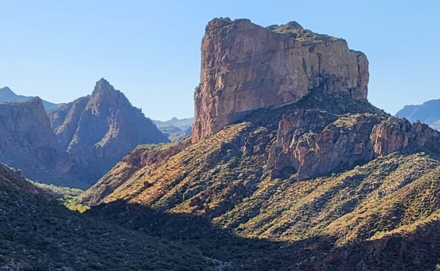 Views from high rocks in the Superstition Wilderness are epic.  Often the scenes are like something dreamed up by a 19th century painter of the Old West.