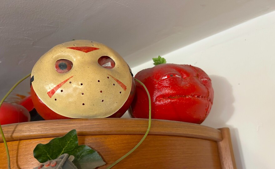 The "stolen" Killer Tomatoes in Beth Accomando's possession after editing two of the sequels. Feb. 25, 2026
