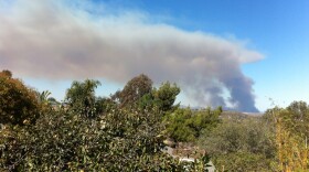 Smoke is visible in North County from a brush fire burning on Camp Pendleton, Oct. 5, 2013. 