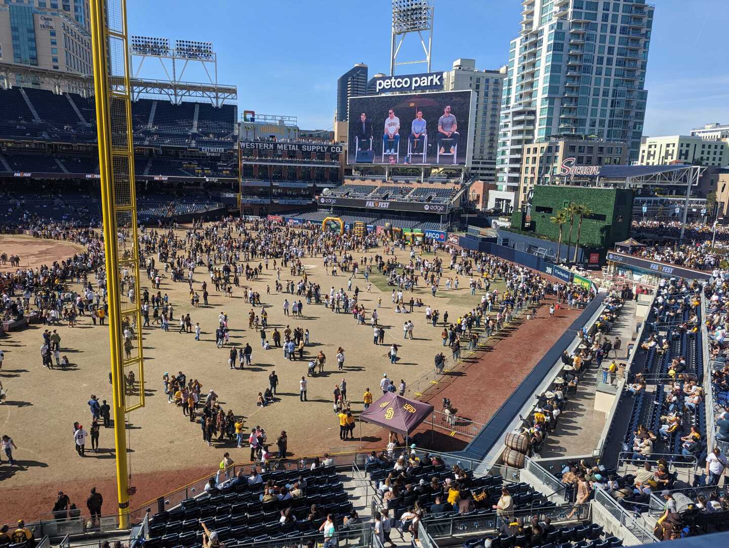 Fans gather around the field during the 2023 San Diego Padres Fanfest at Petco Park on.