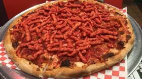 A Flamin' Hot Cheetos pizza, pictured at Ameci Pizza Kitchen in Glendale in this undated photo. 