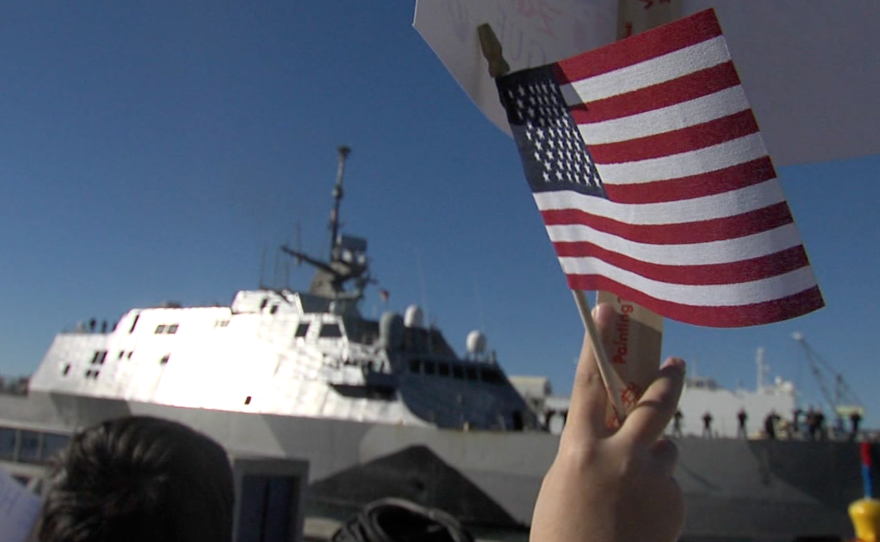 The littoral combat ship USS Freedom returned Monday to its home port of San Diego, completing its maiden deployment.
