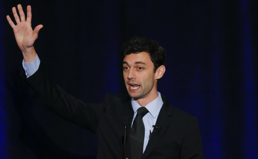 Democratic candidate for Georgia's 6th Congressional District Jon Ossoff speaks to supporters during an election-night watch party in Dunwoody, Ga., last April.
