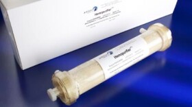 A hemopurifier, which was created by Aethlon Medical, is shown. 