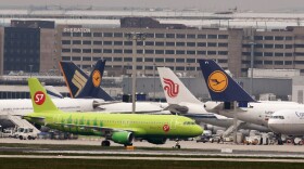 Planes stand in their positions at Frankfurt International Airport on April 15, 2010 in Frankfurt am Main, Germany.