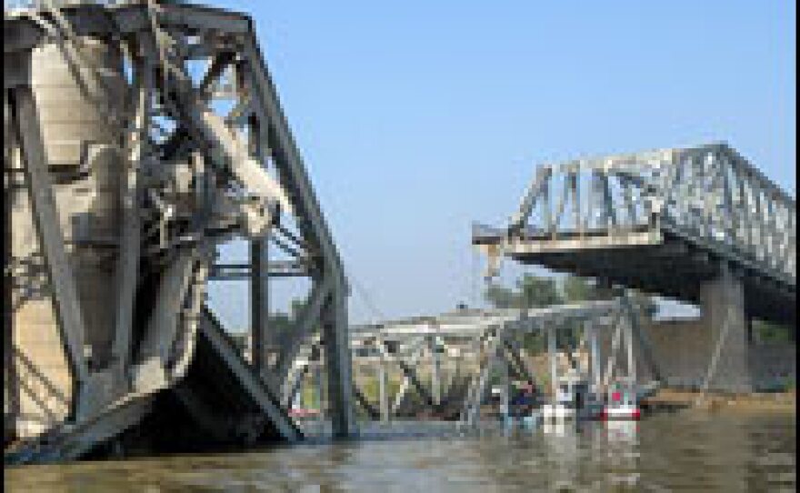 Baghdad's Al-Sarrafiyah bridge was heavily damaged in a suicide bombing in April. Most of the city's other bridges are either closed or considered too dangerous.