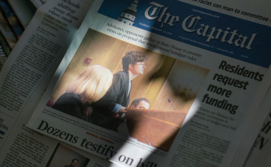 <em>Capital Gazette </em>journalists became subjects of news stories connected to the shooting. Reporter Rachael Pacella landed on the <em>Capital Gazette's</em> front page for testifying at the Maryland State House about gun violence.
