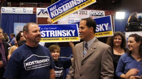 Mat Kostrinsky surrounded by supporters at Golden Hall on June 5, 2012.