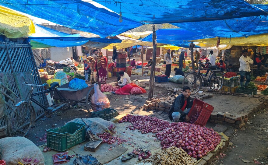 The vegetable market in Bangarmau, Uttar Pradesh, where Faisal Husain, 18, was arrested in May 2021 for allegedly violating COVID-19 lockdown rules. He died in police custody.