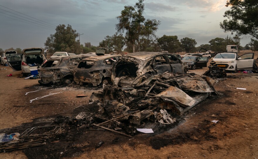 Remnants of the Nova party massacre seen on October 09, 2023.