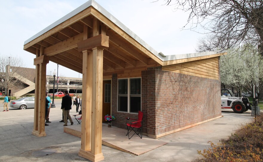 The winning design for the American Institute of Architects' competition to design a tiny house community for Chicago was built in two days and displayed at the University of Illinois-Chicago campus.